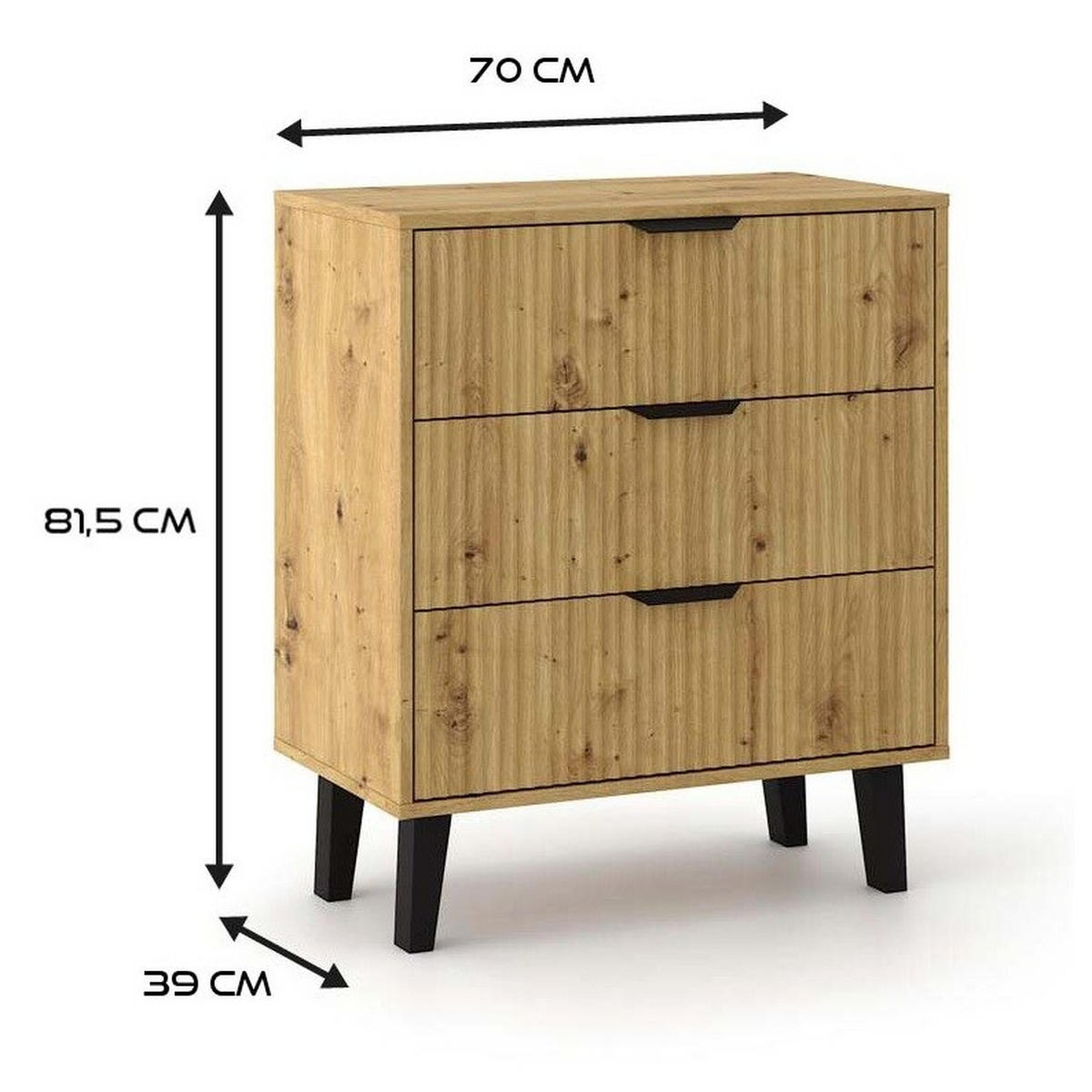 COMODĂ Artisan 70/81,5/39 - stejar Artisan, compozit lemnos (70/82/39cm) - RAUMHIRSCH FURNITURE