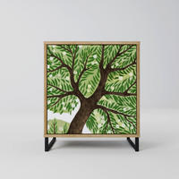 SIDEBOARD WILDERNESS DASH, Eichefarben, 57,5x42x67,5 cm, Schwarze Metall-Rahmenfüße - Eichefarben/Multicolor, Holzwerkstoff/Metall (57.5/67.5/42cm) - SpaceRebels