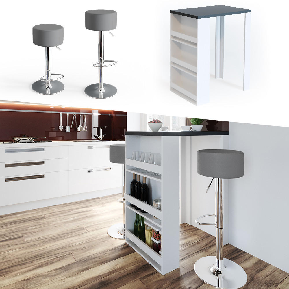 BARTISCH Anthrazit/Weiß 57 x 80 cm - Anthrazit/Weiß, Holzwerkstoff (57/106/80cm) - Vicco