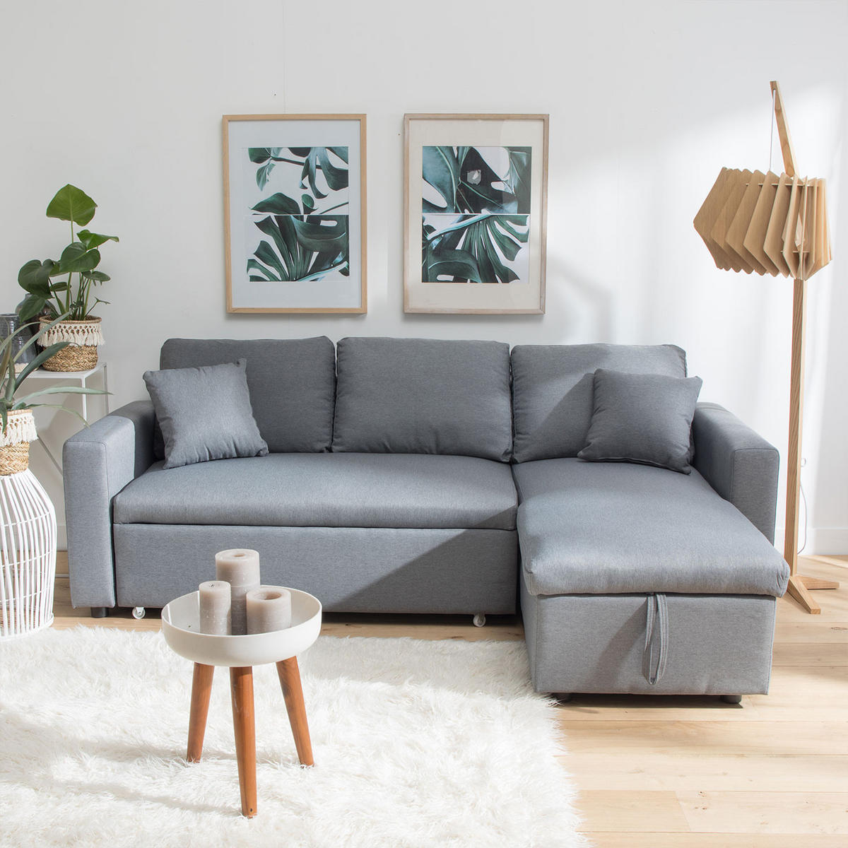 ECKSOFA CLARK GRAU 3 PLÄTZE - Grau, Textil (225/146cm) - Happy Garden