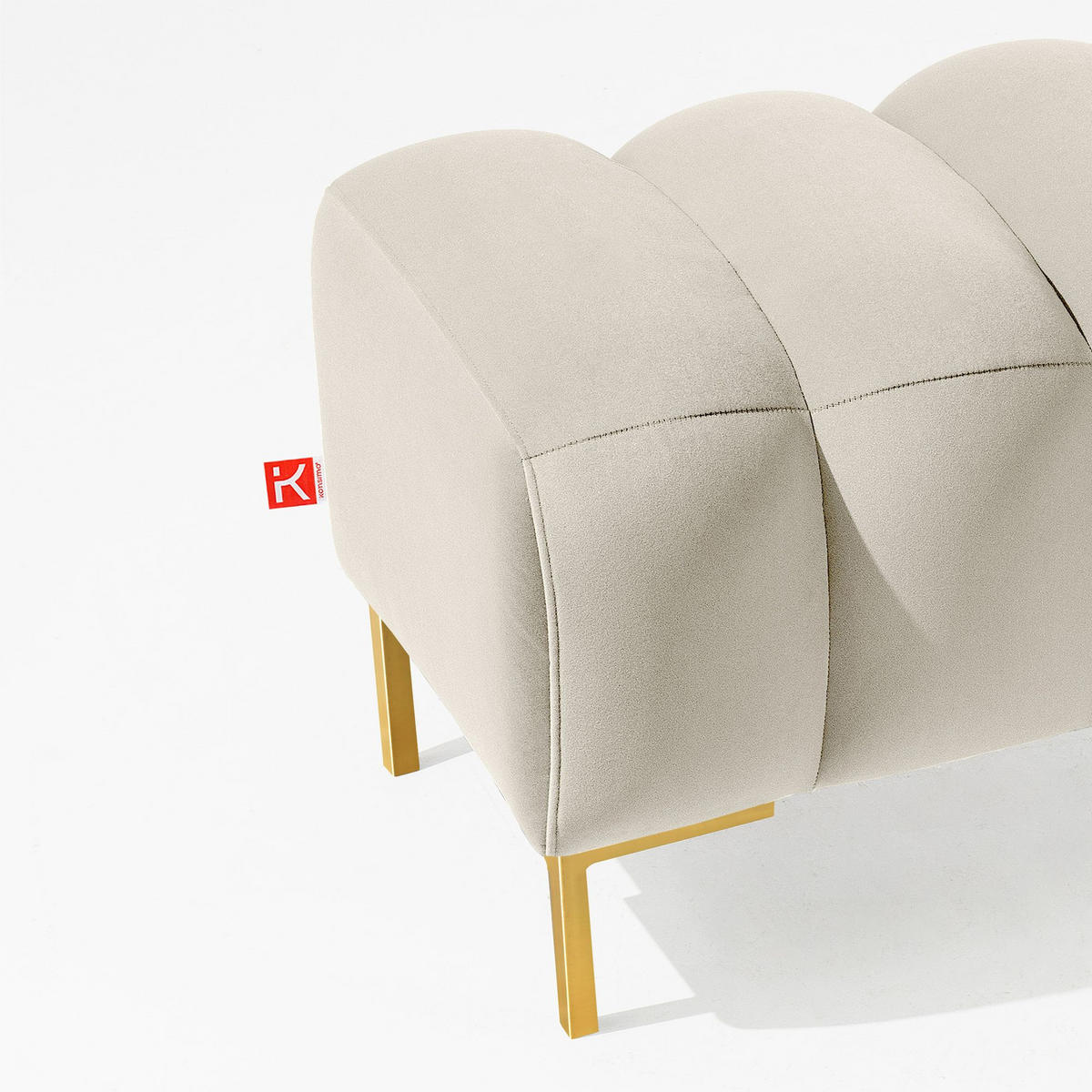 POLSTERBANK Bettbank PECCO, Metallbeinen - Goldfarben/Creme, Holz/Textil (160/50/50cm) - KONSIMO®