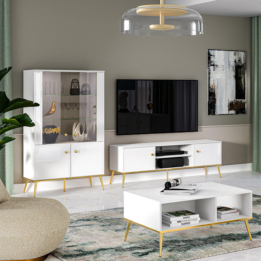 WOHNZIMMER-SET 3-TLG. Gubin-131 - Weiß, Holzwerkstoff (342/152/60cm) - Lomado