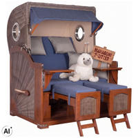 STRANDKORB 2-Sitzer Düne Mahagoni 595 - Blau/Hellgrau, Holz (125/170/80cm) - Mr. Deko
