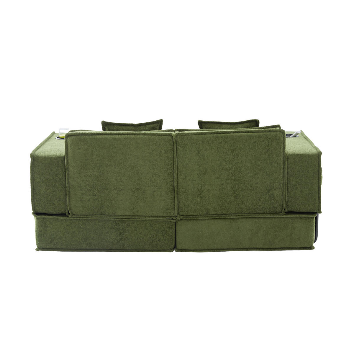 SCHLAFSOFA DE-33894 mit Fußhocker und Becherhalter Grün - Grün, Textil (78/66/162cm) - ComfortXL