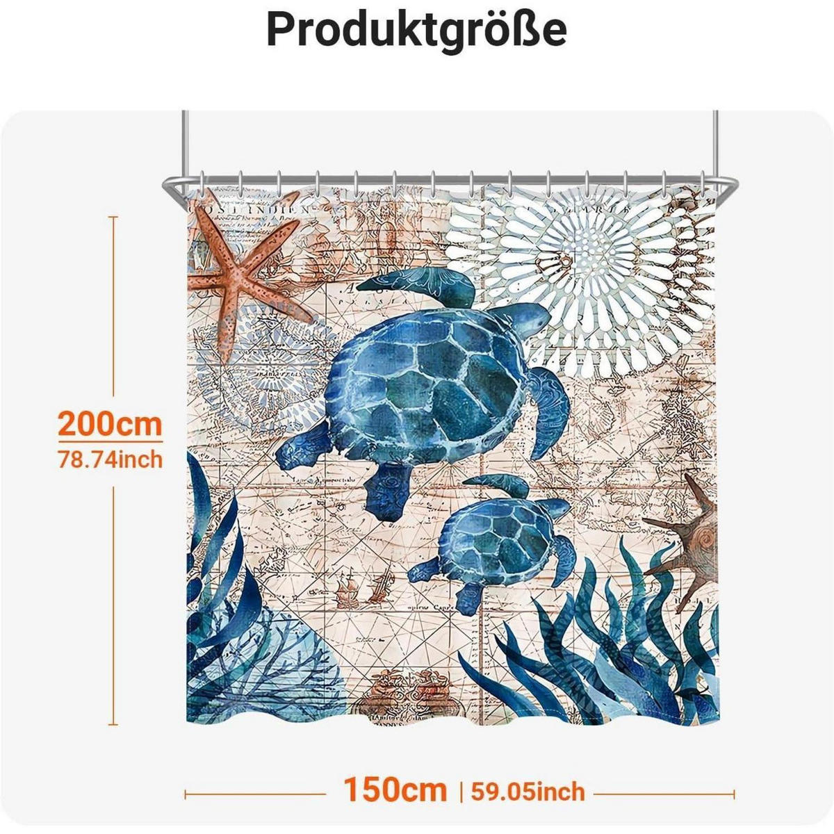 DUSCHVORHANG Meeresschildkröte 150 x 200 cm - Multicolor, Textil (150/200cm)