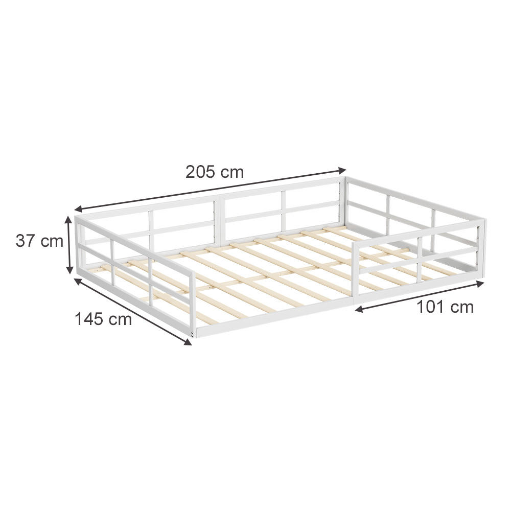 BODENBETT AUS METALL Minno Weiß 205 x 145 cm ohne Matratze - Weiß, Metall - VitaliSpa