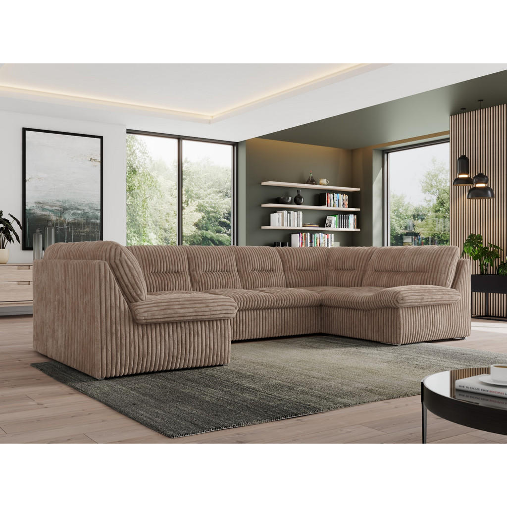 Thumbnail - MKS Wohnlandschaft, Braun, Textil, 6-Sitzer, U-Form, 340x93x206 cm, Wohnzimmer, Sofas & Couches, Wohnlandschaften, Wohnl...