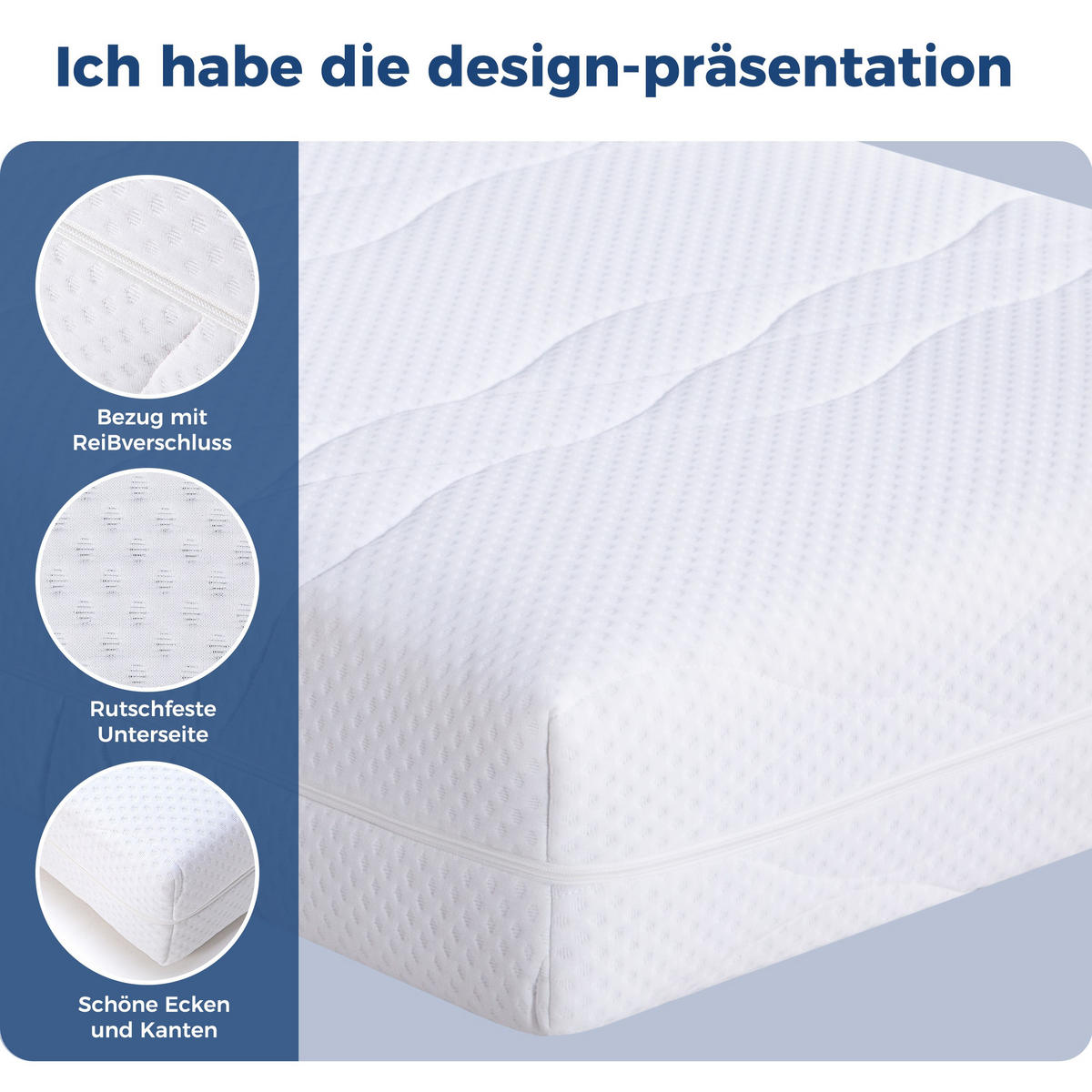 TASCHENFEDERKERNMATRATZE 90/200 cm H3/H4, 20 cm hoch, 7 Zonen, wendbar - Grau, Textil (90/200cm)