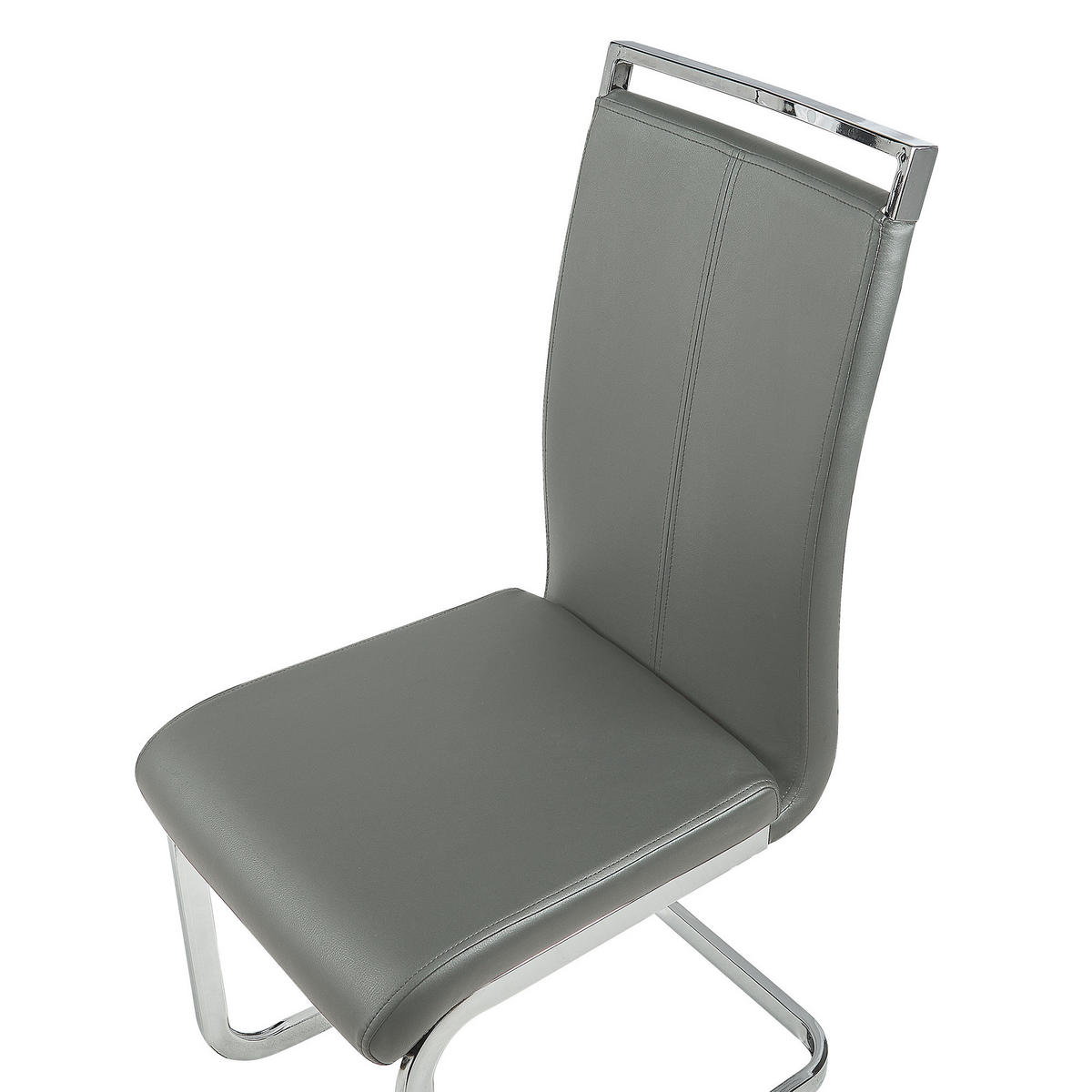 ESSZIMMERSTUHL 2er-Set Kunstleder Grau Greedin - Grau, Textil/Metall (42/99/50cm) - Beliani