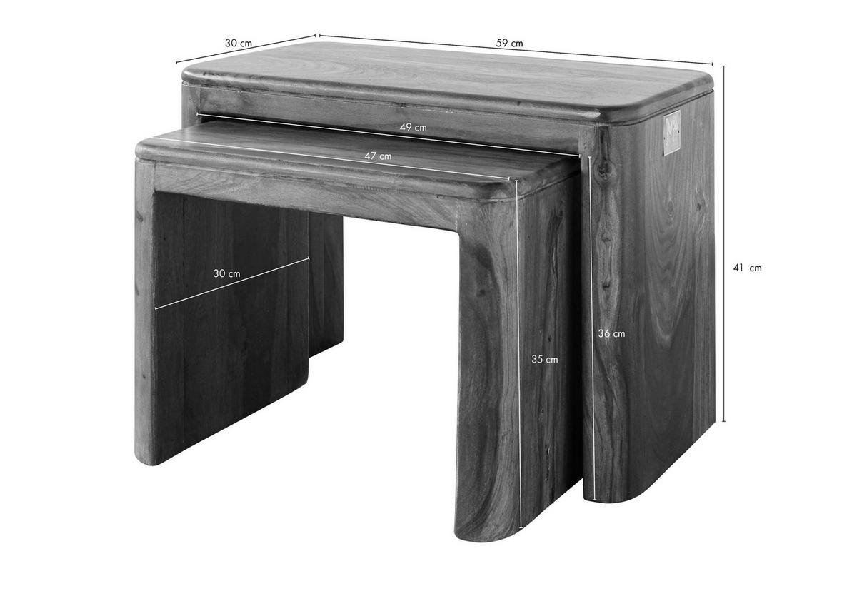 BEISTELLTISCH Sheesham 59x30x41 walnuss gewachst TORONTO #244 - Walnussfarben, Holzwerkstoff (30/59/41cm)