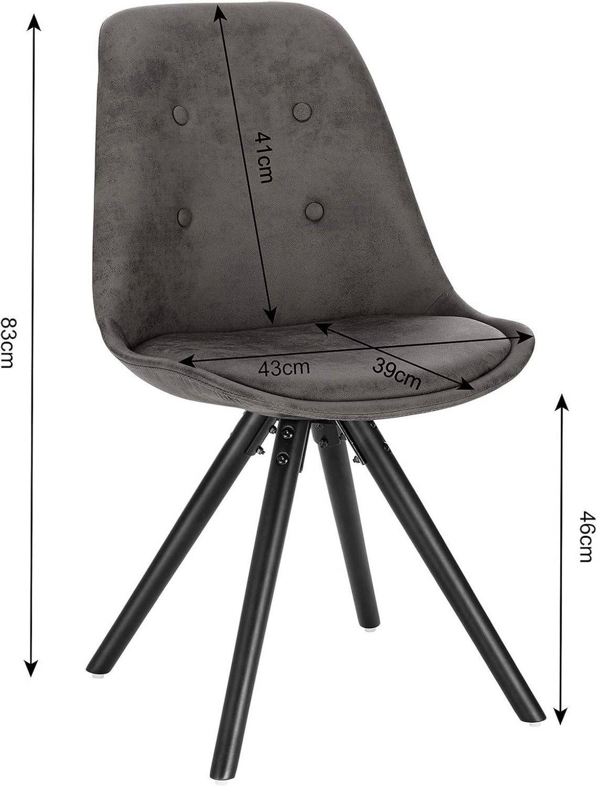 ESSZIMMERSTÜHLE 2er Set, Polsterstuhl, Anthrazit - Anthrazit/Schwarz, Holz/Textil (43/83/44.5cm) - Woltu