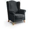 OHRENSESSEL Leonardo graphit - Graphitfarben, Holz/Textil (88/118/86cm) - Beautysofa