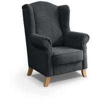 OHRENSESSEL Leonardo graphit - Graphitfarben, Holz/Textil (88/118/86cm) - Beautysofa