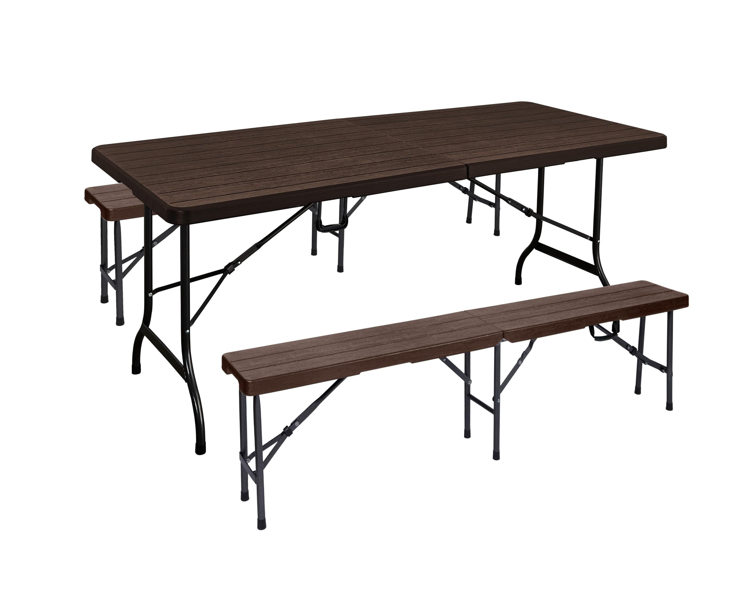 BIERZELTGARNITUR Rita 3-teilig Tisch & 2x Bank Braun - Braun, Kunststoff - DELUKE