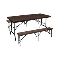 BIERZELTGARNITUR Rita 3-teilig Tisch & 2x Bank Braun - Braun, Kunststoff - DELUKE