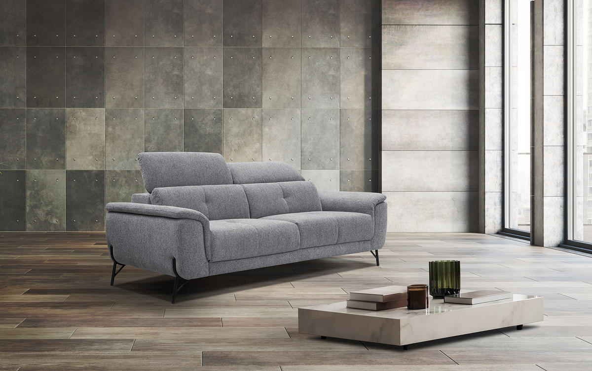 SOFA AVENA 3-Sitzer, grau - Grau, Holzwerkstoff/Textil (204/80/108cm) - Courtois Laville