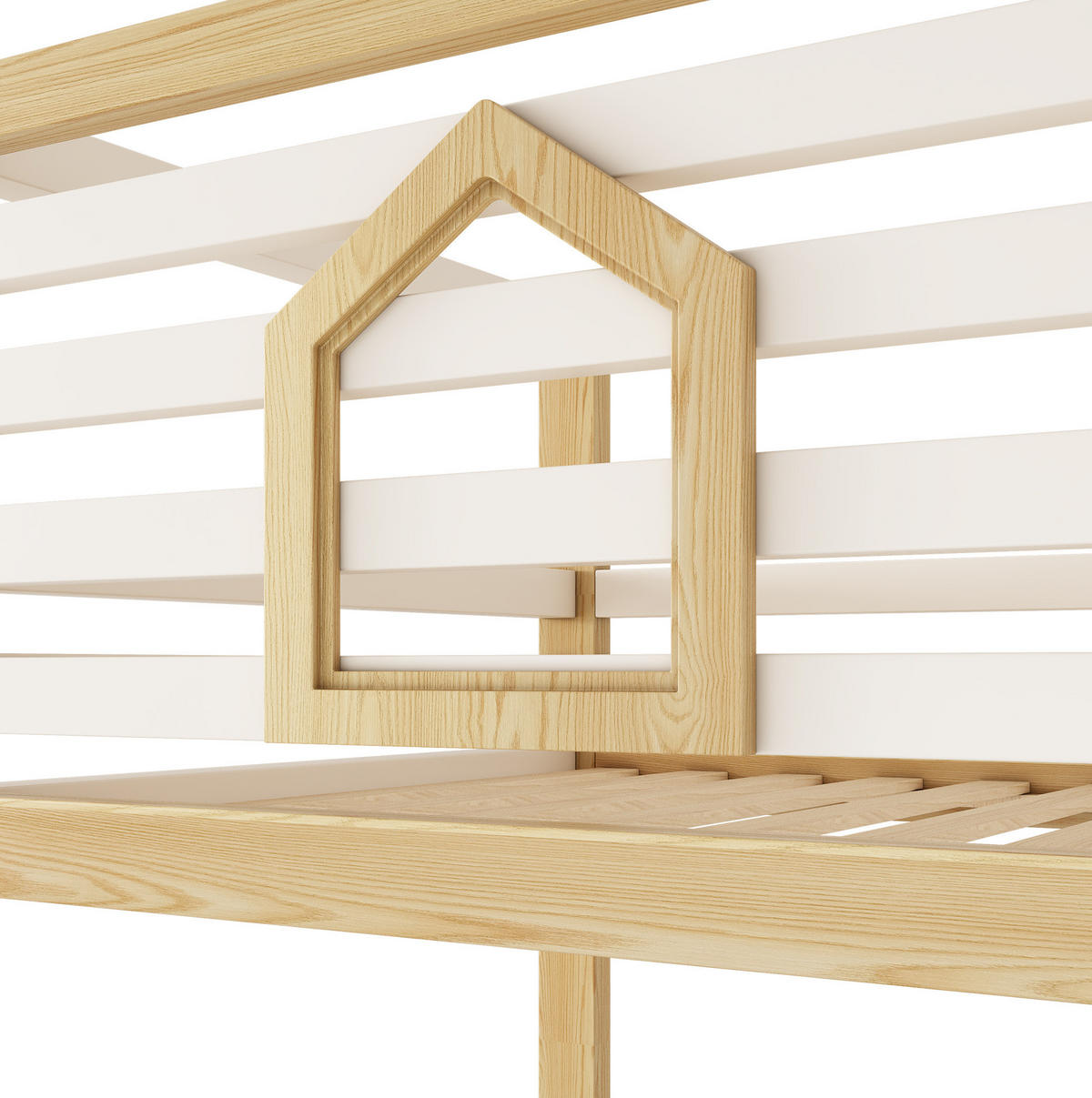 ETAGENBETT 90/200 cm weiß/eichefarben aus Holz mit Stauraum - Eichefarben, Holzwerkstoff (90/200cm) - OKWISH