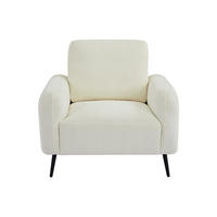 SESSEL mit gerader Rückenlehne - 1 Person - stoff - gebrochenes weiß Letrosa - Weiß, Textil/Metall (96/86/88cm) - Vente-Unique