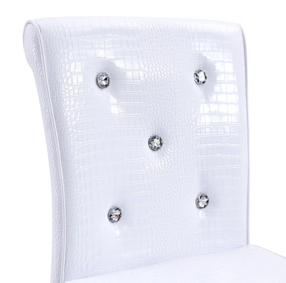 STUHL mit Kristallknopf-Details und wasserdichtem PVC-Bezug - Weiß, Kunststoff (42/125/55cm) - MIVRAY