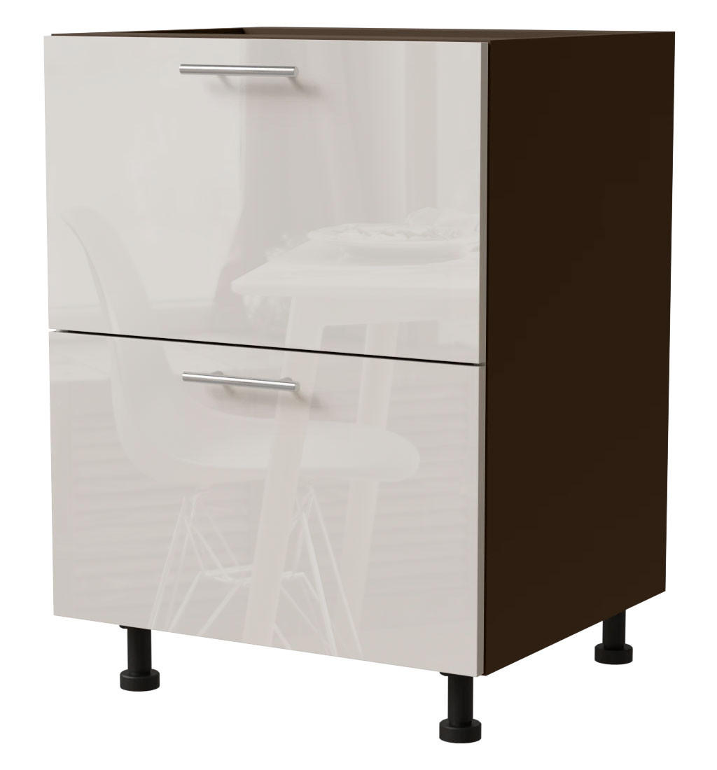 SCHUBLADENUNTERSCHRANK Brerra D2A/60/1A Korpus lava / Front RAL 9001 creme Hochglanz 60 / 50 / 82 cm - Dunkelgrau/Creme, Holz/Holzwerkstoff (60/82/50cm) - Feldmann-Wohnen