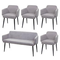 ESSZIMMER-SET Grau 5er-Set - Grau, Textil (133/77/56cm) - MCW