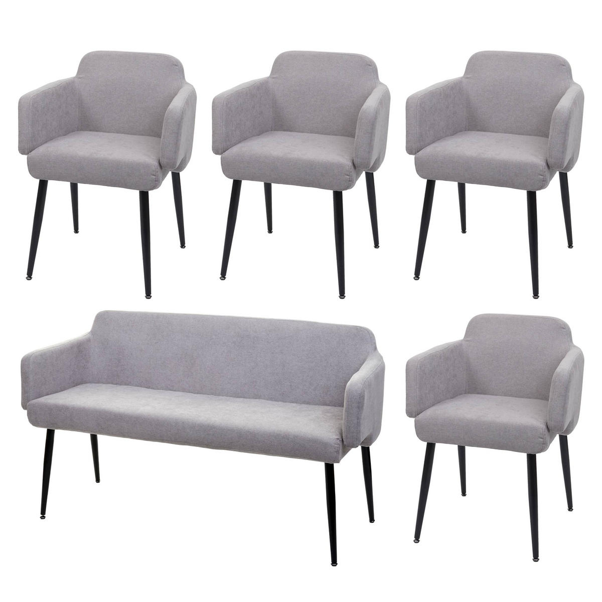 ESSZIMMER-SET Grau 5er-Set - Grau, Textil (133/77/56cm) - MCW