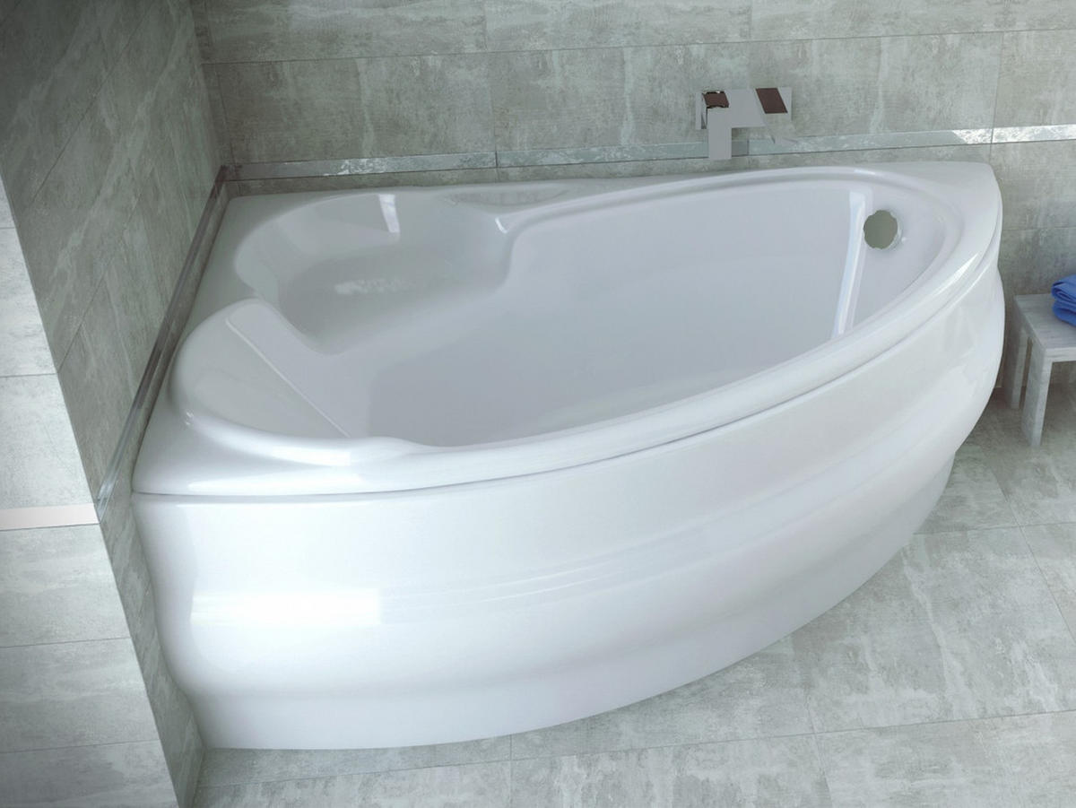 BADEWANNE Eckwanne FINEZJA 170/110 Links mit Styro Ablauf Füße - Weiß, Kunststoff (110/58.5/170cm) - bad land
