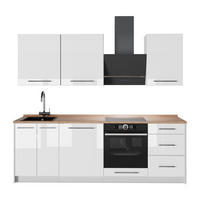 KÜCHENZEILE Fame-Line, Weiß Hochglanz/Weiß, 230 cm, AP Eiche - Weiß Hochglanz/Weiß, Holzwerkstoff (230/82/60cm) - Vicco