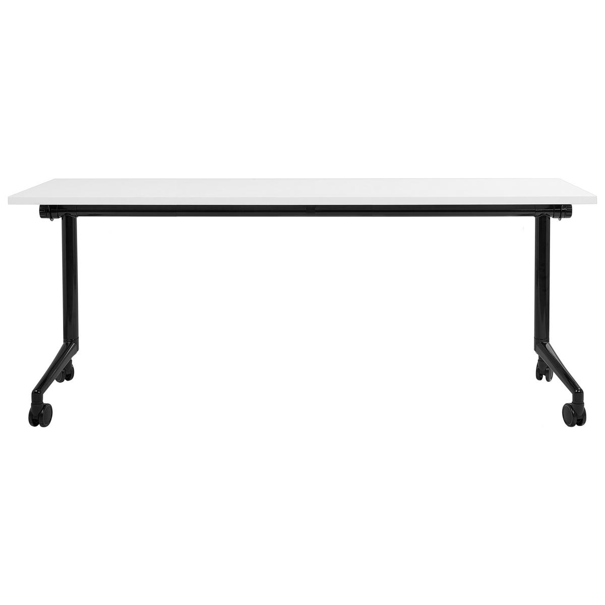 BIROU pliabil alb 180/60 cm cu rotile Cavi - alb/negru, compozit lemnos (60/180/75cm) - Beliani