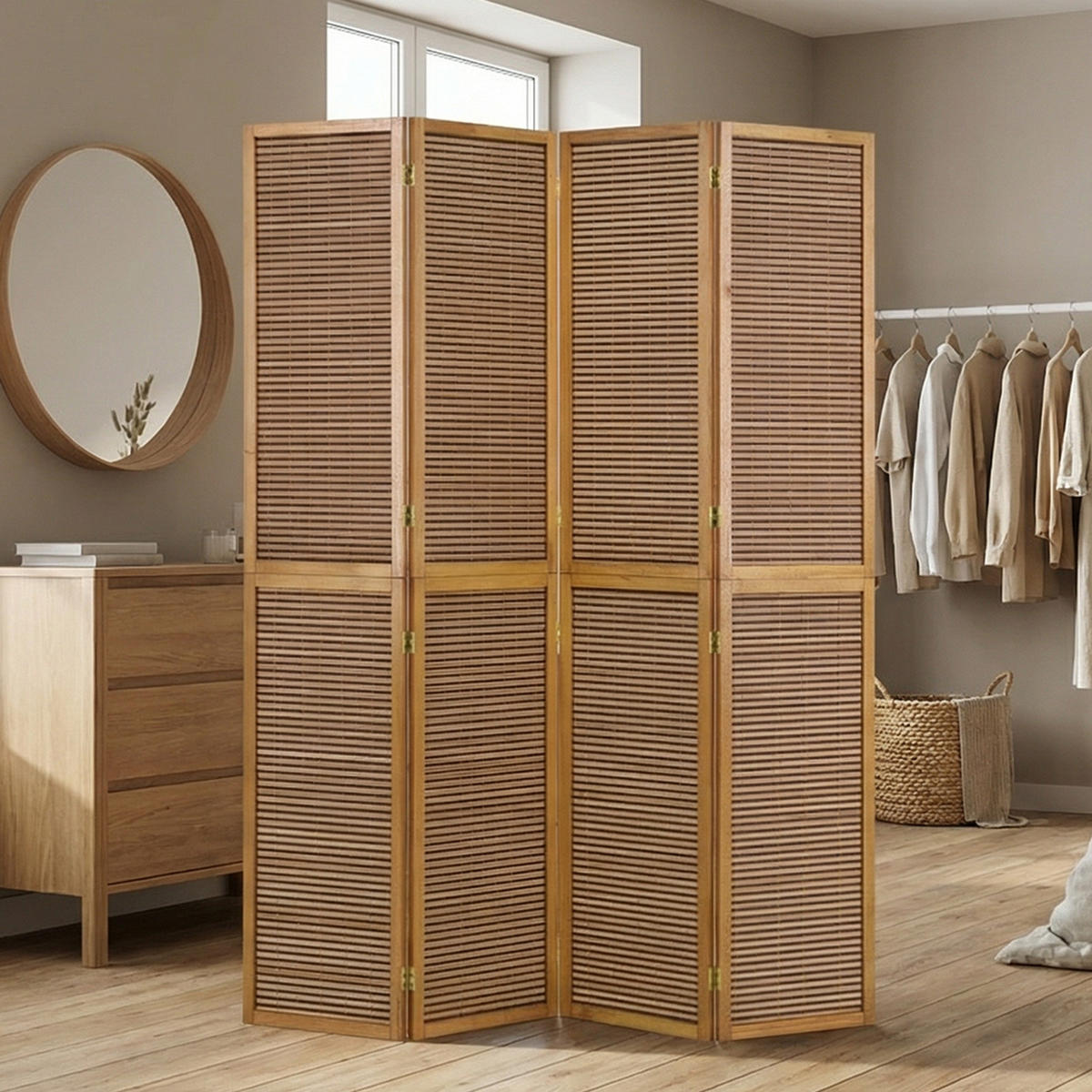 PARAVENT 4-tlg. 160/200 cm Braun Raumteiler - Braun, Holz (160/200/2cm) - Homestyle4u