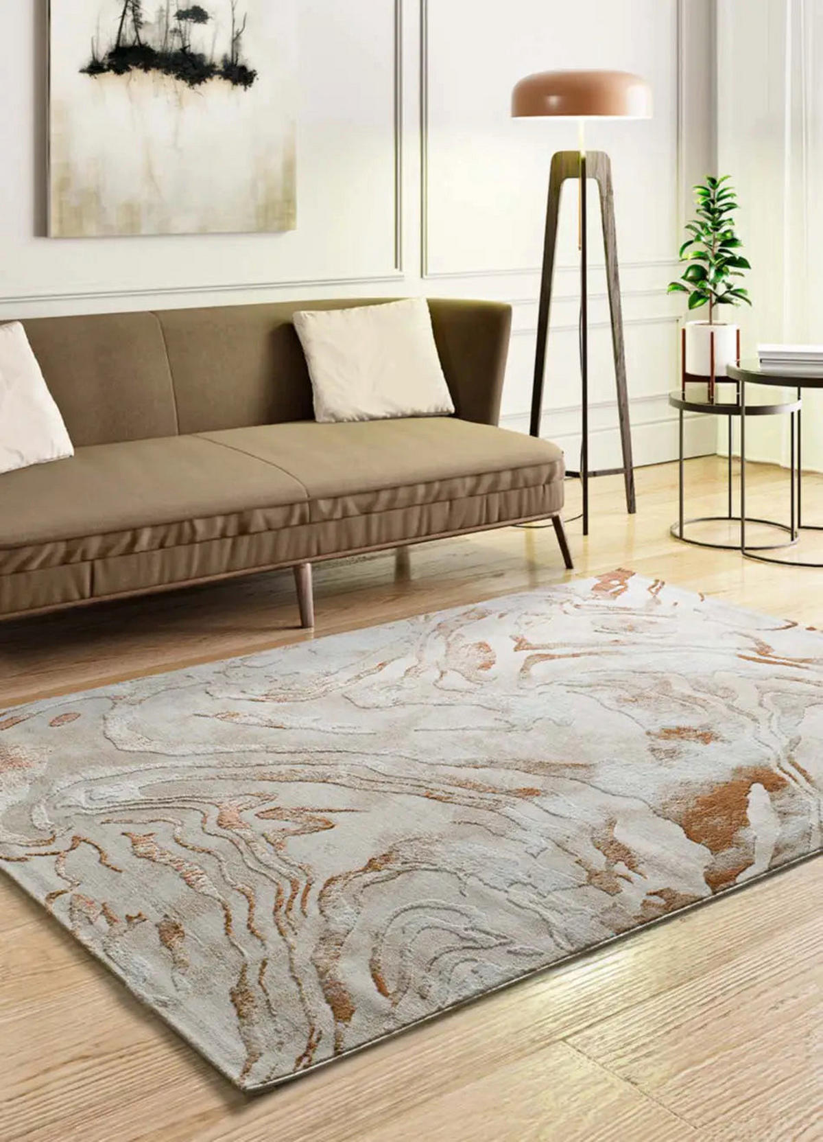 KURZFLORTEPPICH Beige / Kupfer Keops 192/290 cm - Rostfarben/Beige, Naturmaterialien/Textil (192/290cm) - Atticgo