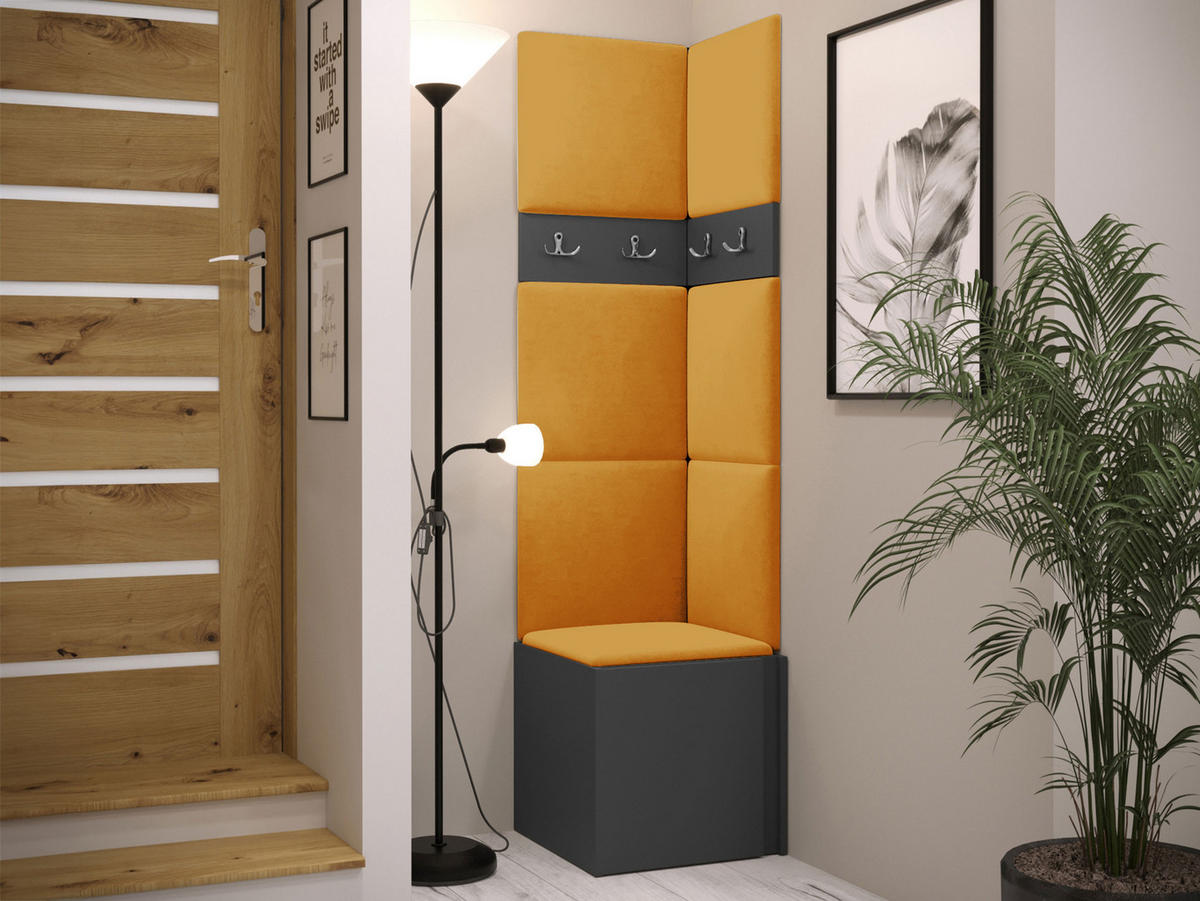 GARDEROBEN-SET Orion XXI - Graphitfarben/Orange, Holzwerkstoff/Kunststoff (42/186/46cm) - MIRJAN24