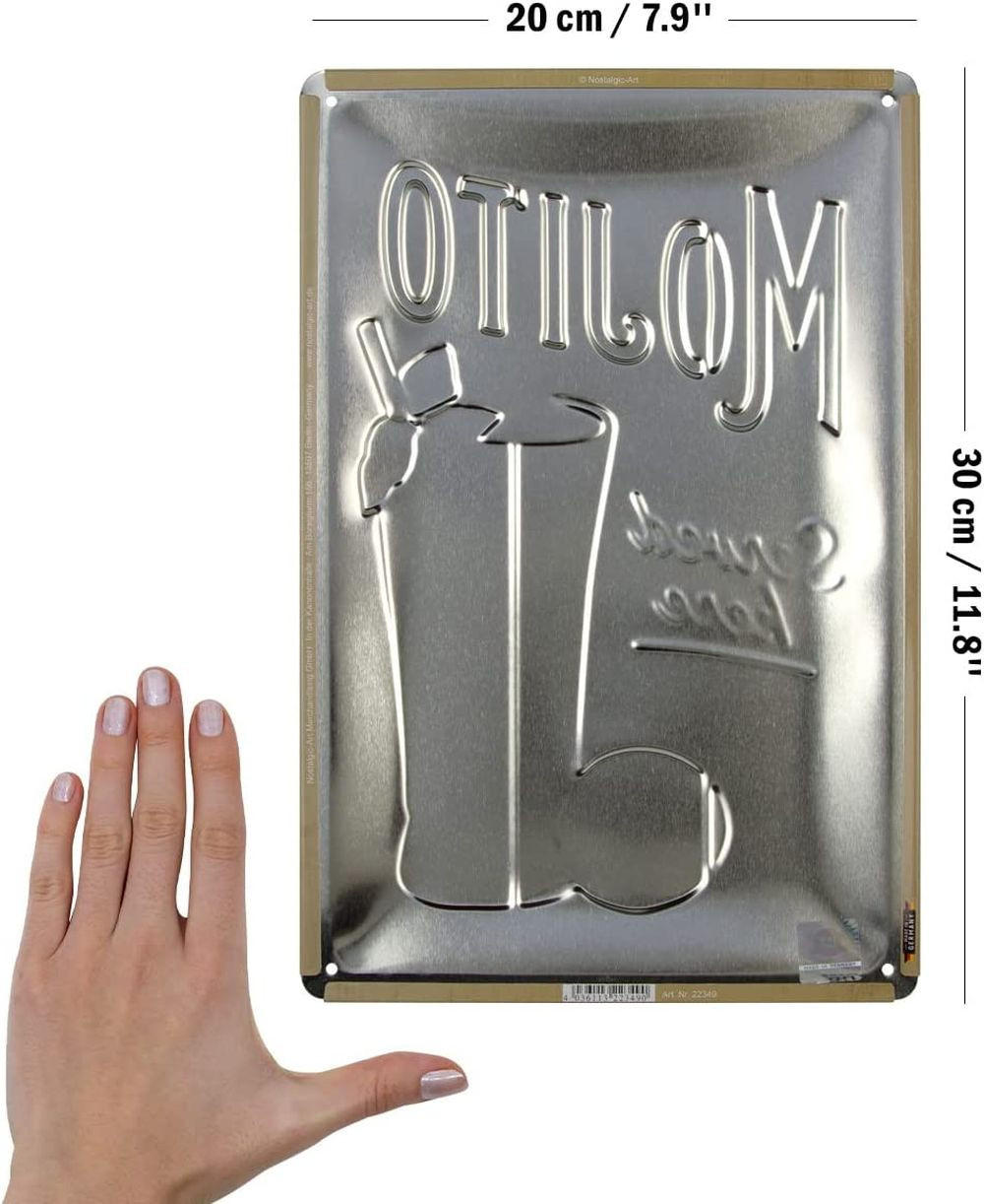 BLECHSCHILD 20/30 cm Open Bar Mojito Served Here - Multicolor, Metall (20/30/0.2cm) - Nostalgic-Art