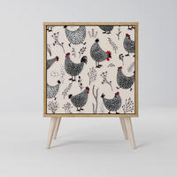 SIDEBOARD HAPPY HENS, Eichefarben, 57,5x42x77,5 cm, Schräge Buchenholzfüße - Eichefarben/Buchefarben, Holzwerkstoff/Buchenholz (57.5/77.5/42cm) - SpaceRebels