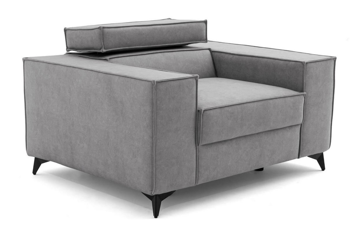 SESSEL PURE mit verstellbare Kopfstütze Velours Hellgrau - Hellgrau/Schwarz, Holz/Textil (174/94/99cm) - Muffo
