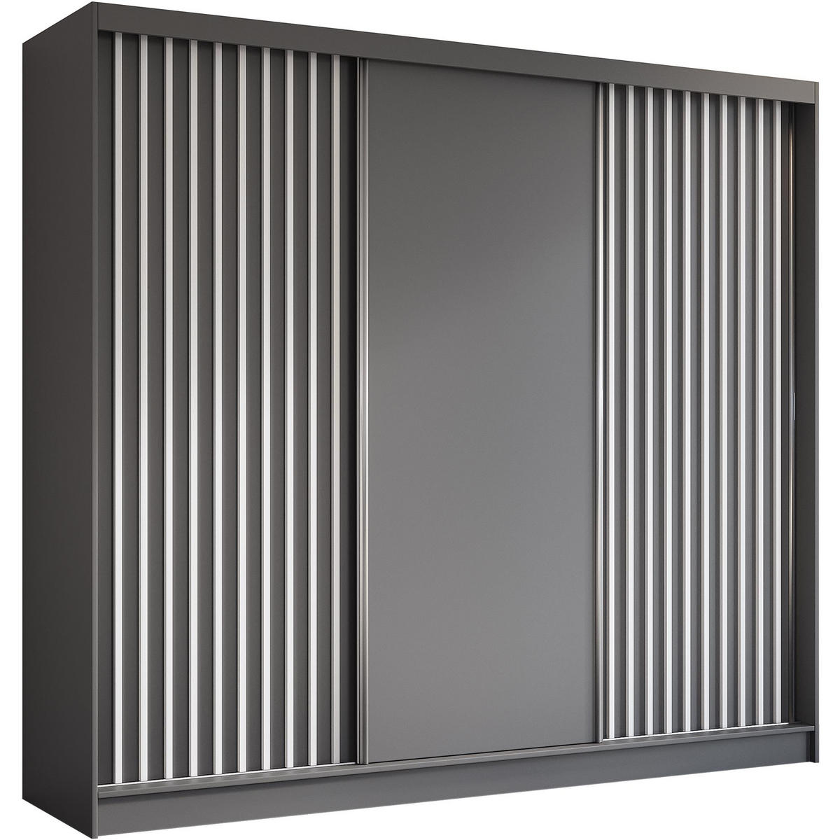 SCHWEBETÜRENSCHRANK Helios 240/216/61 grau+weiß mit Schubladen - Weiß/Grau, Holzwerkstoff (240/216/61cm) - Beautysofa