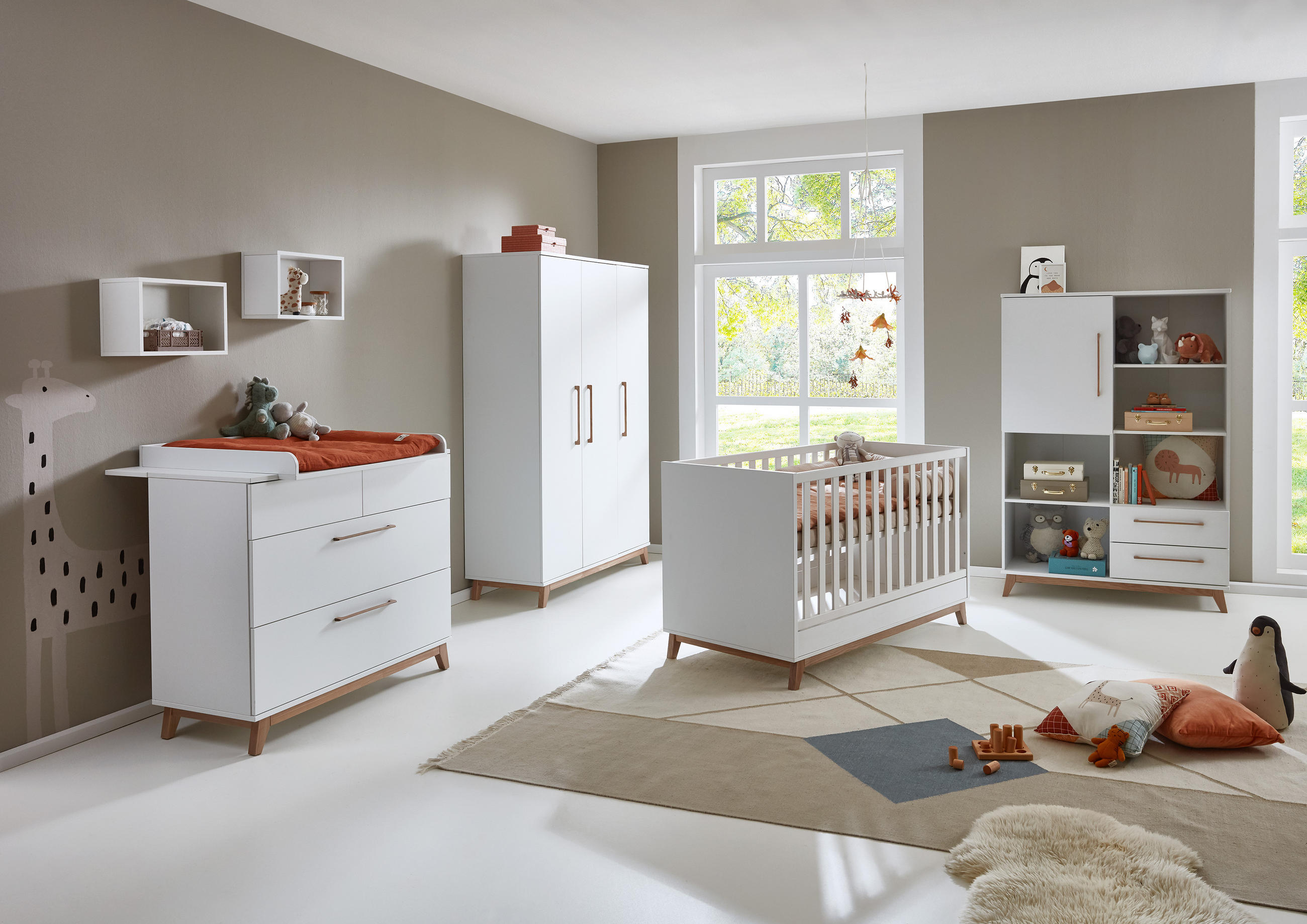 BABYZIMMER Mega-Set LINA 6-tlg. - Walnussfarben/Weiß, Holz/Holzwerkstoff (1/1/1cm) - arthur berndt