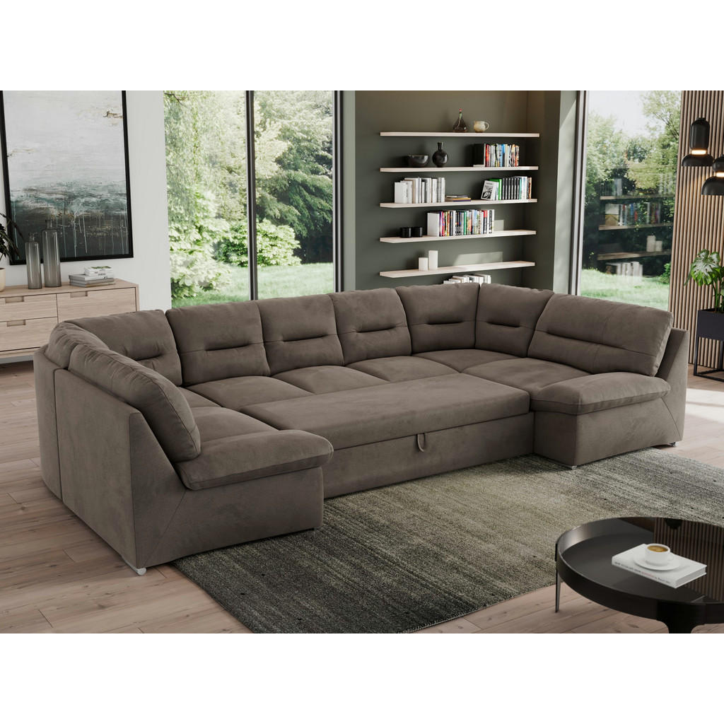 Thumbnail - MKS Wohnlandschaft, Braun, Textil, 6-Sitzer, U-Form, 340x93x206 cm, Wohnzimmer, Sofas & Couches, Wohnlandschaften, Wohnl...