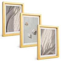 BILDER SET 3er Set - 20x30 cm Goldrahmen - Nahaufnahmen der Struktur im Boho-Stil - Goldfarben, Kunststoff (20/30cm) - TULUP