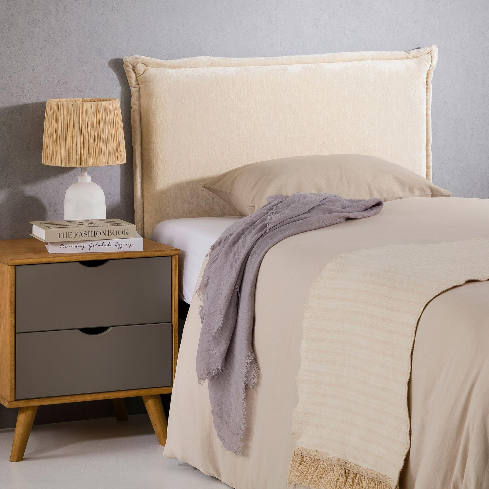KOPFTEIL DELMO 90X190 CM - Creme, Textil (91/99/7cm) - IDIMEX