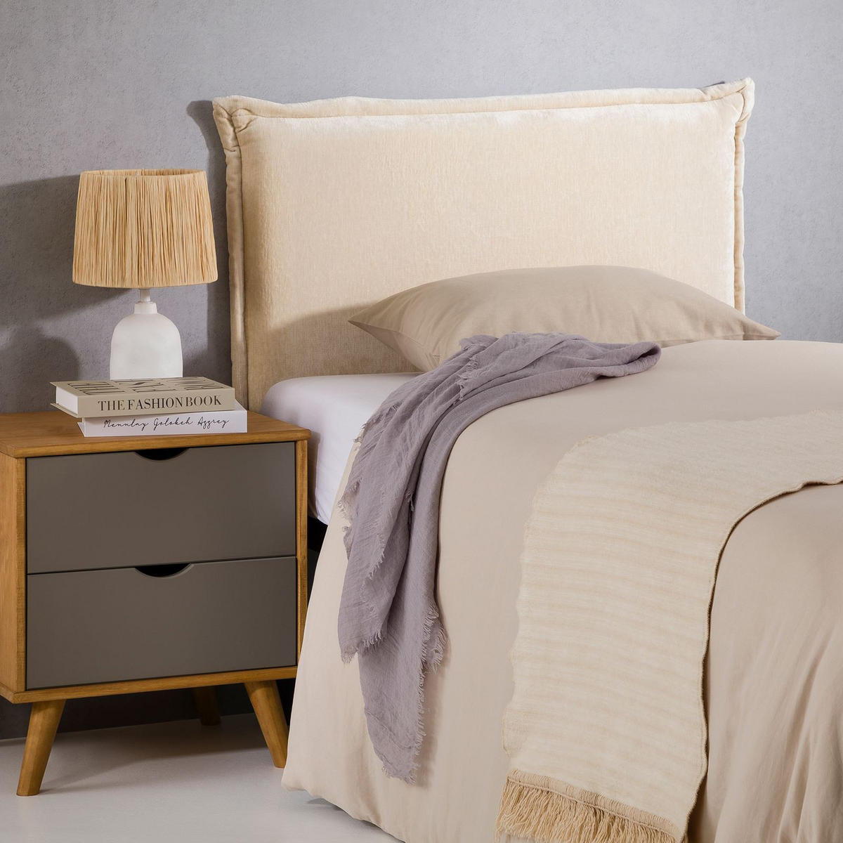 KOPFTEIL DELMO 90X190 CM - Creme, Textil (91/99/7cm) - IDIMEX