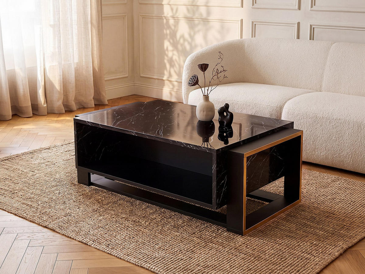 COUCHTISCH - 106.4 cm x 60 cm - holz - schwarz Comebi - Schwarz, Holz (60/106.4/40.4cm) - Vente-Unique