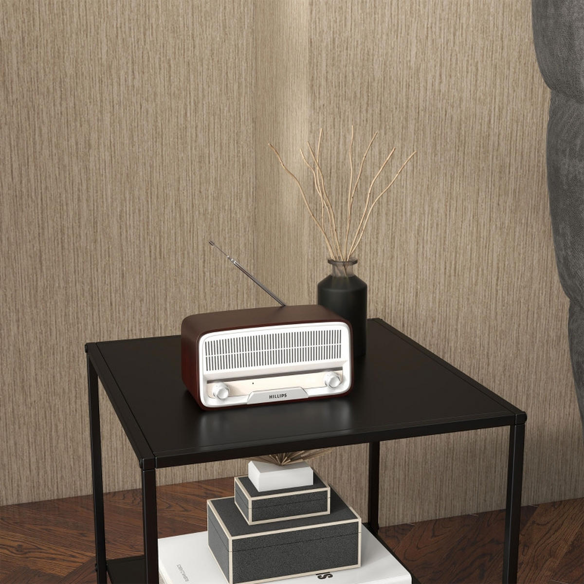 BEISTELLTISCH im Industriedesign Schwarz - Schwarz, Metall (40/40/45cm)