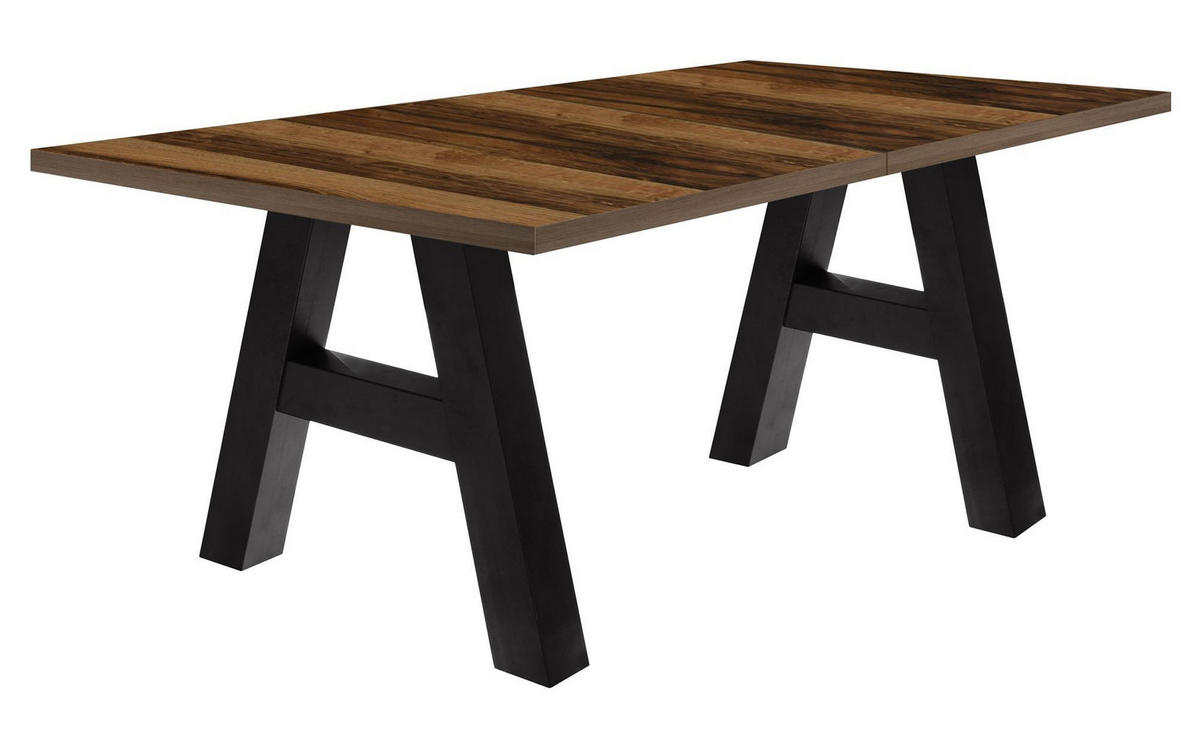 ESSTISCH ausziehbar Elia 7 140 x 90 x 75 Esszimmertisch Schwarzstahl/Plankeneiche - Alteiche, Holz (140/90/75cm) - 58aufmkessel