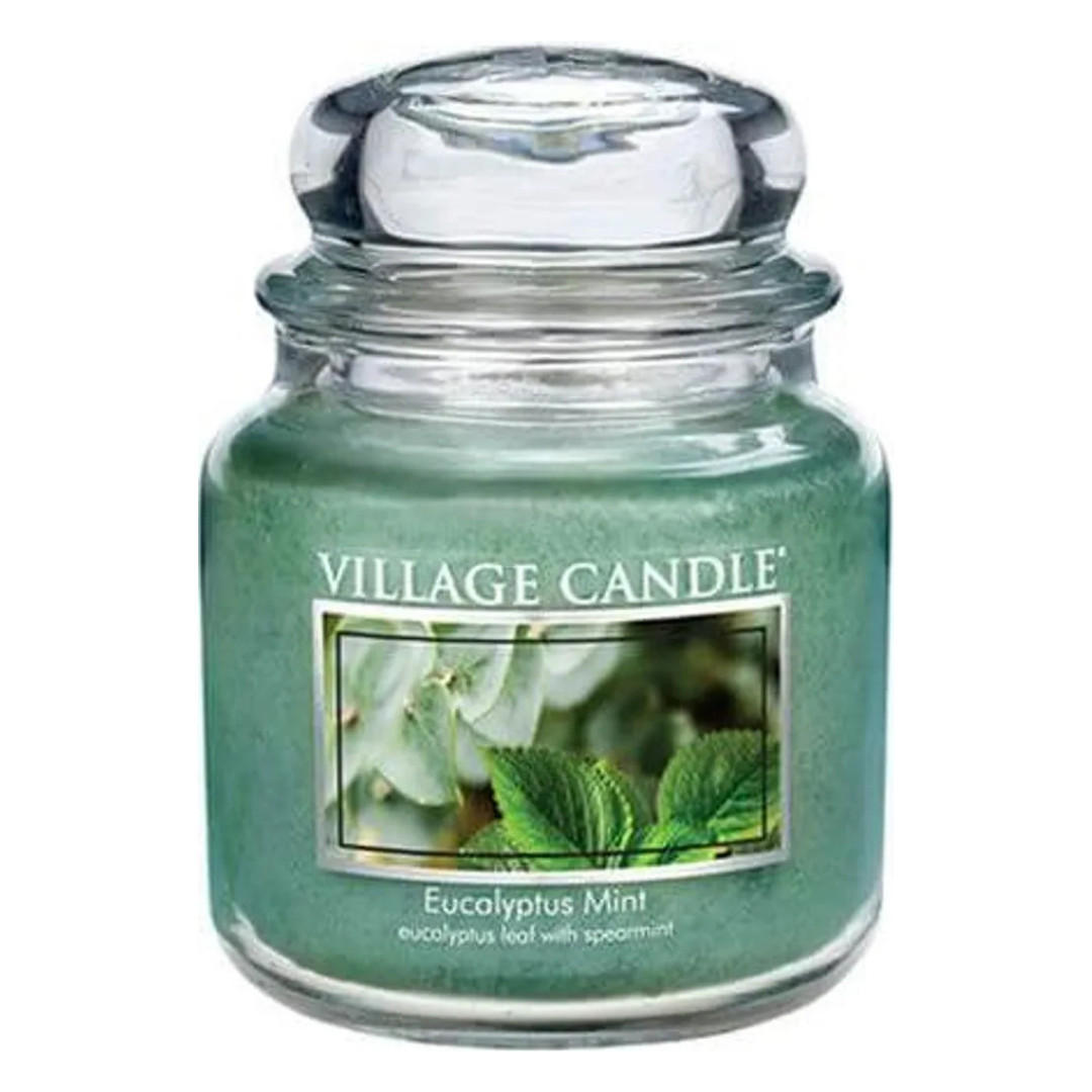 DUFTKERZE Eucalyptus Mint Grün 411g Glas, Aromakerze, Raumduftkerze, Duftglas, Wellnesskerze, Duftwachs, Wohndeko, Geschenkidee, Duftkerze Glas - Hellgrün, Glas/Paraffin (13cm) - Village Candle