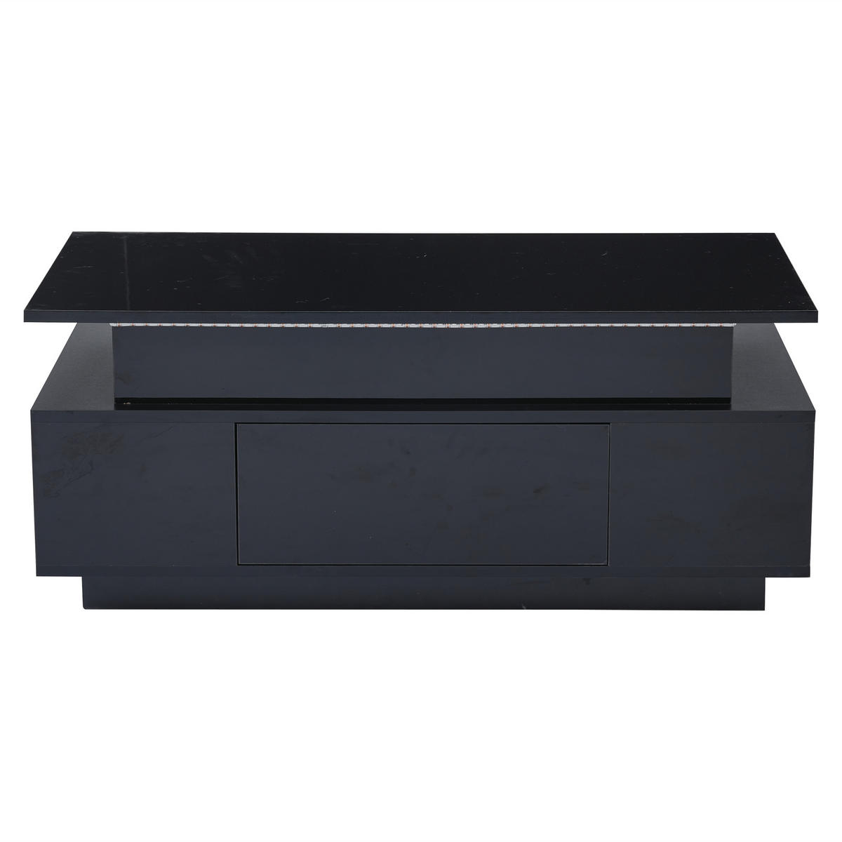 COUCHTISCH, höhenverstellbar, Hochglanz-Spanplatte mit LED & verstecktem Stauraum, 96/45/40 cm, Schwarz - Schwarz, Holzwerkstoff (96/45/40cm) - Redom