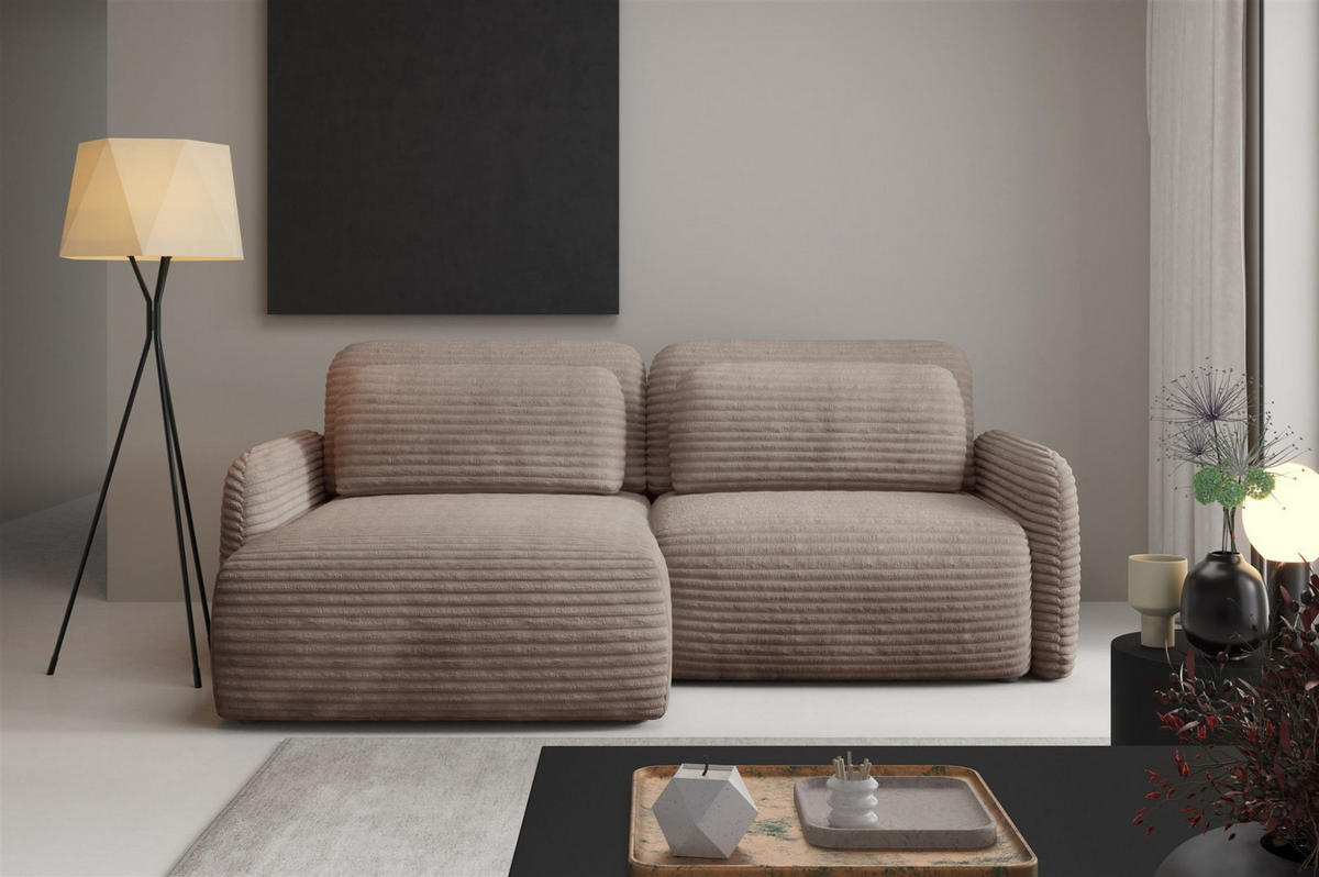 ECKSOFA Simone Mit Schlaffunktion - Braun, Holzwerkstoff/Textil (240/165cm) - Fun Möbel
