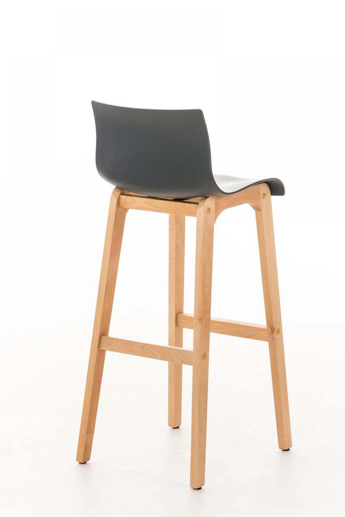 BARHOCKER Holz grau - Eukalyptusholzfarben/Grau, Holz (41/101/46cm) - CLP
