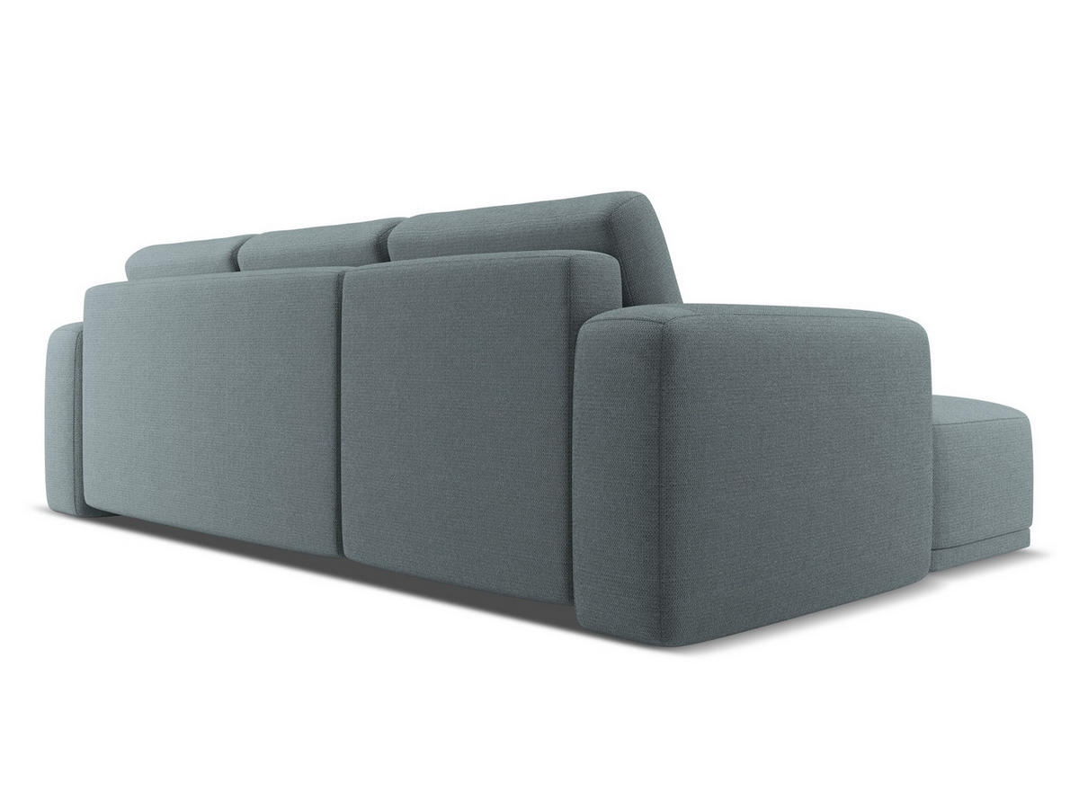ECKSOFA mit Schlaffunktion Chenille Stoff Blau - Blau/Blaugrau, Kunststoff/Textil (160/258cm) - Makamii