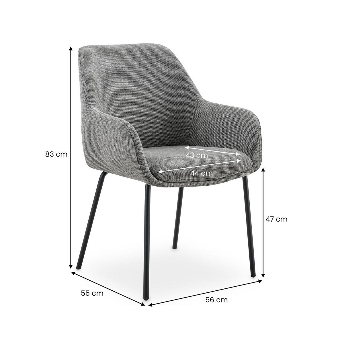 ESSZIMMERSTÜHLE TURSI 2er-Set grau - Grau, Textil (56/83/55cm) - IDIMEX
